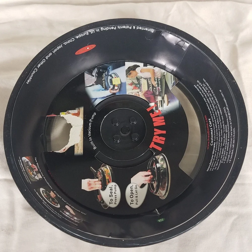 Press Domed Sealer Lid Universal Black Vacuum New Airtight Pump Day Dial 10in